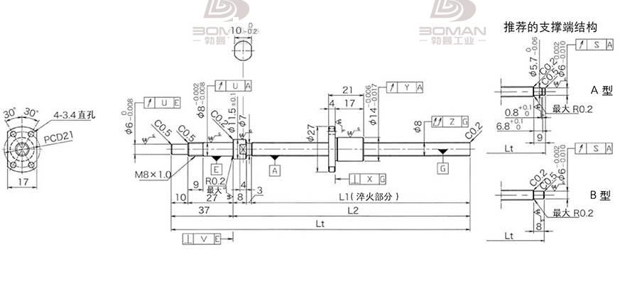 KURODA DP0802JS-HDNR-0180B-C3F 黑田丝杆替换尺寸图片大全
