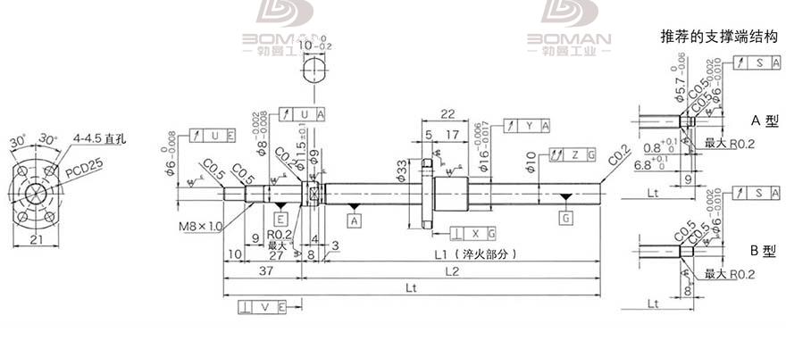 KURODA DP1002JS-HDNR-0220B-C3F 黑田丝杆替换尺寸图解大全